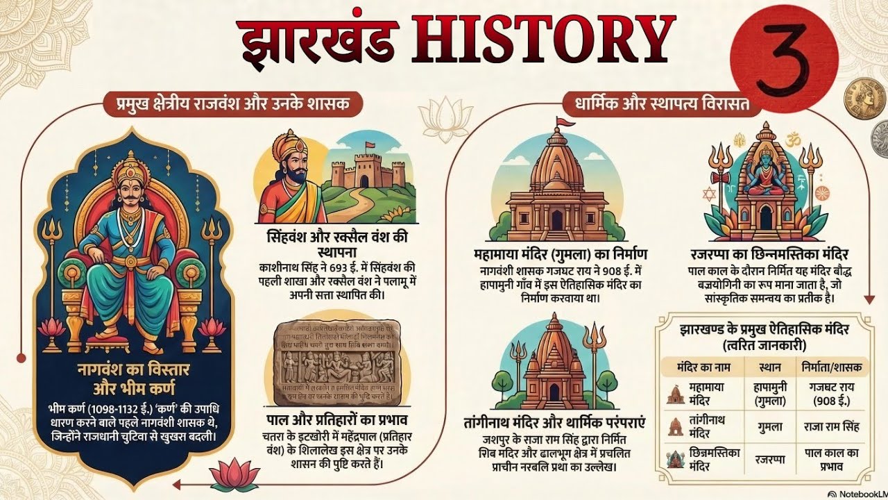 Jharkhand History Class 3 | 8वीं से 12वीं सदी का झारखण्ड | प्रमुख राजवंश और सांस्कृतिक विरासत 