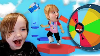 THE WHEEL of ROBLOX!! Adley & Niko choose Mini-Games Fall Block & Capture the Flag to play with Dad screenshot 4