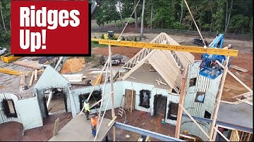 ICF Castle Roof Part 2 – Ridge Beams & First Rafters Installed