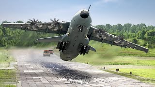 تم دفع محركات Airbus A400M العملاقة إلى أقصى حدودها أثناء الإقلاع القصير المجنون