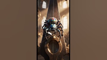 ​Robo-Spider delivers a micro-chip to the old clock! 🕷️🤖 #CGI #Robotics #Steampunk #Tech #Art
