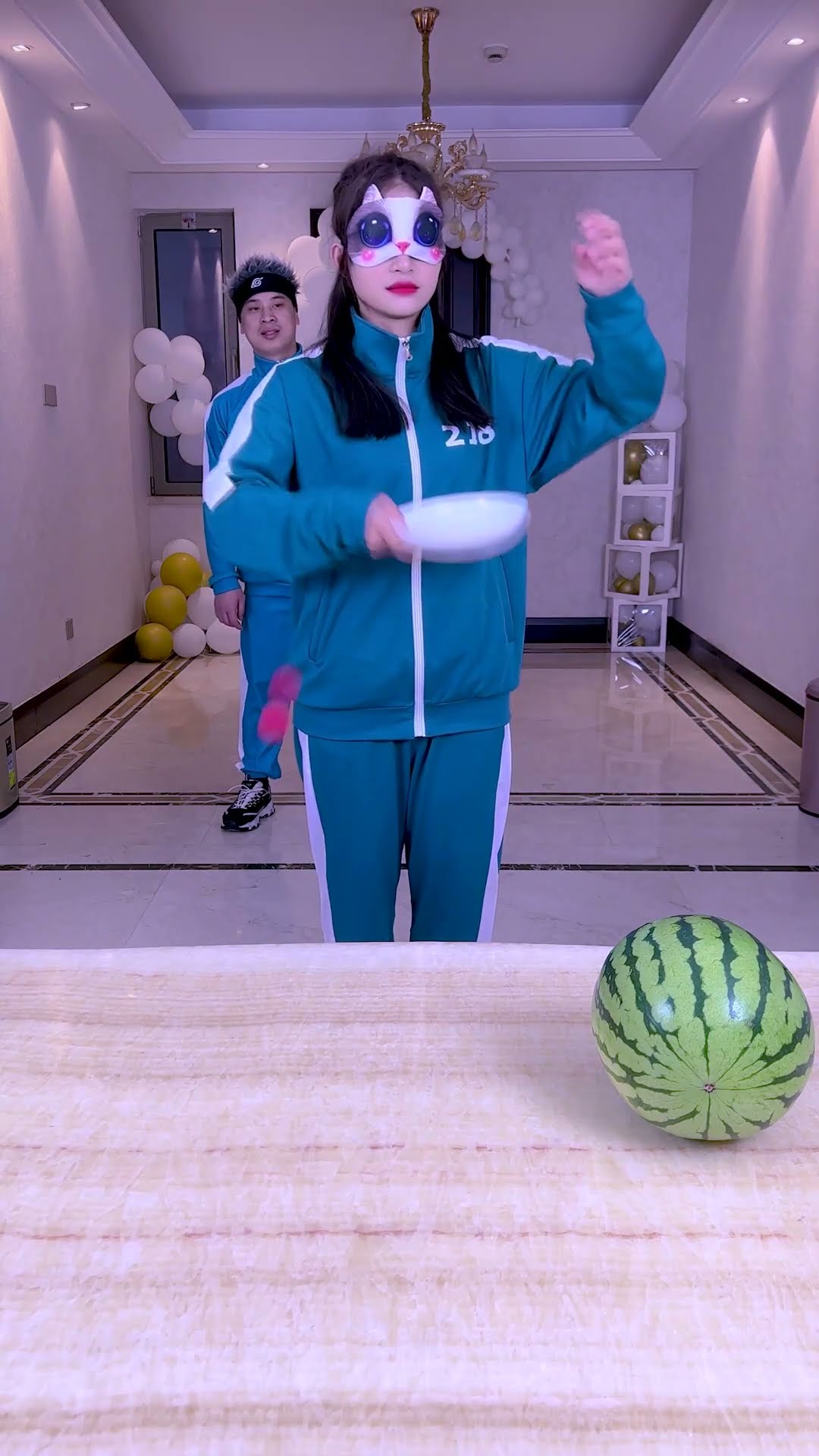 Blindfolded Ball-Shooting Challenge, The Penalty For Failure Is Terrible#Funnyfamily#Shorts#Squidgam