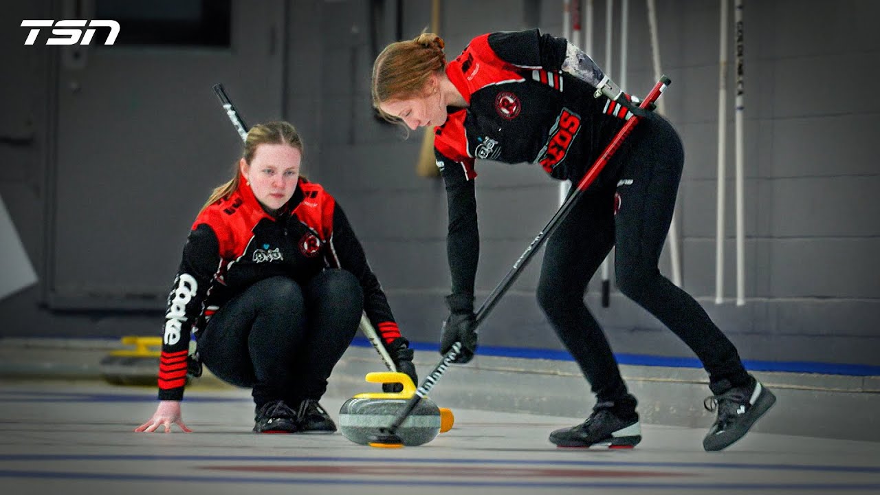 Curler on the ice during the TSN broadcast feature filmed in Fredericton