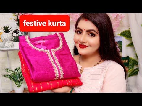 Myntra festive kurta under rs 500 | RARA | ethnic kurta for karwachauth | red & pink kurta review