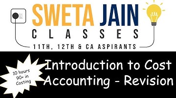 Quick Cost Revision| Intro to Costing | CA Inter July 2021 | 10 hours for 90+ | By CA Sweta Jain