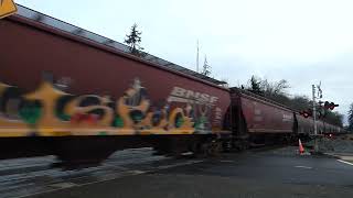 (Northbound) BNSF Loaded / Empty Grain Train passes through the South 19TH Street Railroad Crossing.