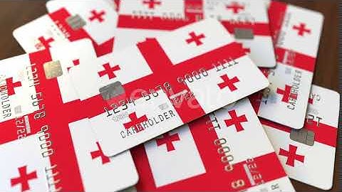 Pile of Credit Cards with Flag of Georgia | Motion Graphics - Envato elements