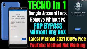 Tecno In 1 Frp Bypass l YouTube Method Not Working Solution l Google Account Lock Remove Without Pc