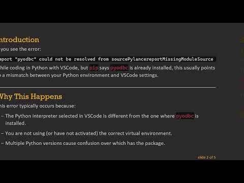 Fixing the pyodbc Import Error in VSCode: Resolve Missing Module Source Issues