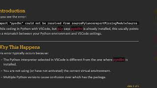 Full Fixing the pyodbc Import Error in VSCode: Resolve Missing Module Source Issues Update