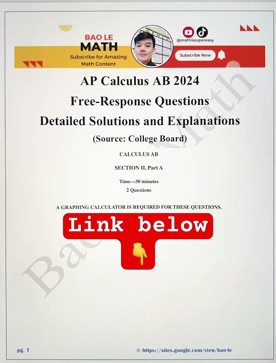 Full solutions to the AP Calculus AB 2024 Free Response Questions 