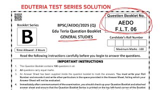 Eduteria BPSC AEDO full length Test | General Studies Set solution F.L.T 06 #eduteria #bpscaedoexam
