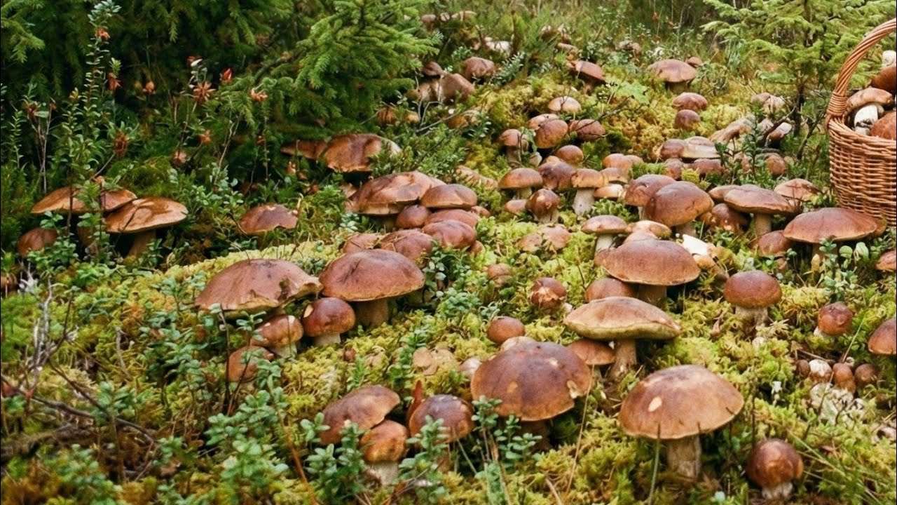 Огромные семьи гигантских грибов продолжают расти в лесу возле дома.