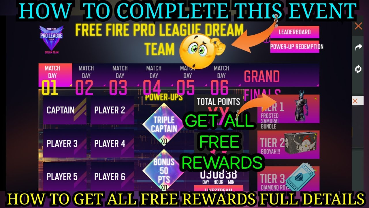 FREE FIRE PRO LEAGUE DREAM TEAM FULL DETAILS || FFPLDT FREE REWARDS || FREE FIRE