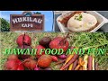 Hukilau cafe breakfast  picking farmgrown vegetables in hawaii