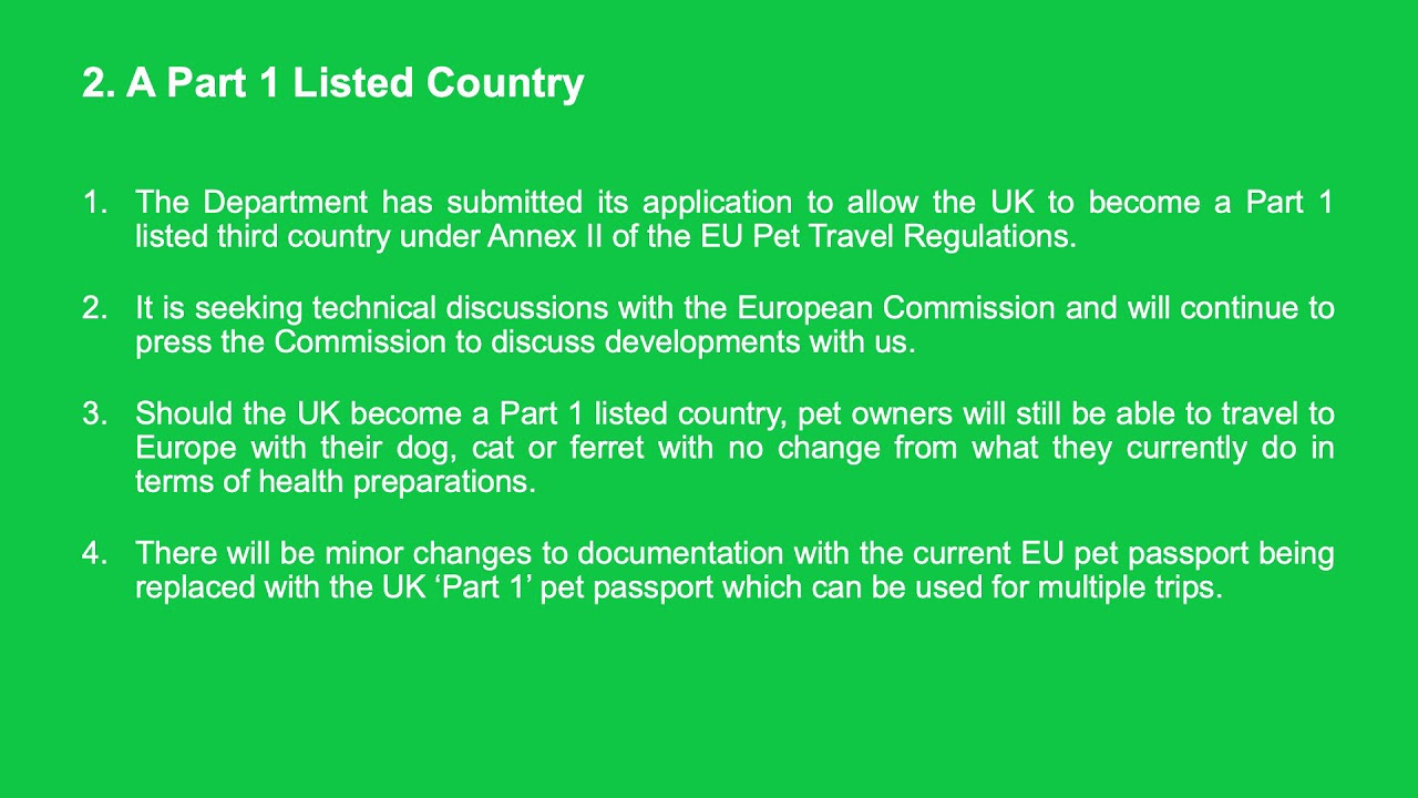 DEFRA Pet Travel update YouTube