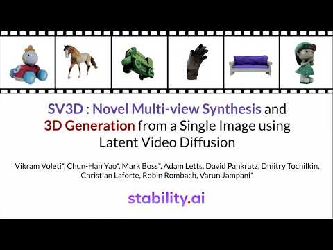 SV3D from Stability AI : Novel Multi-view Synthesis and 3D Generation from a Single Image