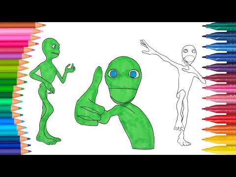 الكائن الفضائي الأخضر صفحة التلوين كيفية رسم ولون الأيادي الصغيرة