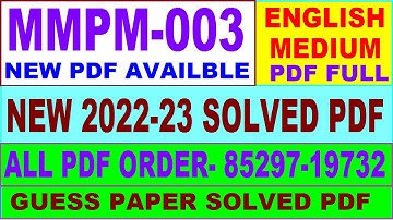 mmpm 003 solved assignment 2022-23 / mmpm 3 solved assignment in english / ignou mba new solved