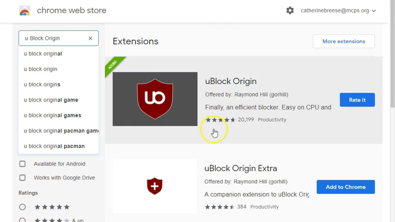 uBlock Origin for teachers YouTube