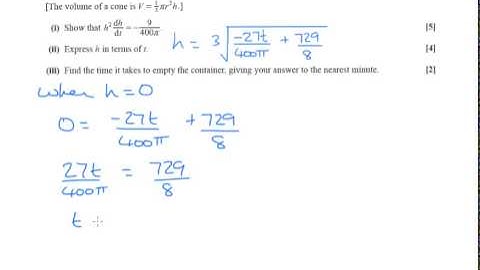 A Pure Maths - Differential Equations OCR Core 4 June 2014 q10iii