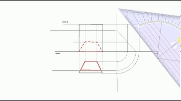 Intersección de un prisma recto y un plano paralelo a la linea de tierra. Dibujo técnico.