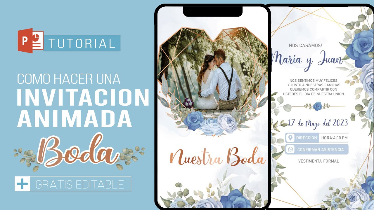 Hacer Invitacion De Boda 👰🤵‍♂How to make an INTERACTIVE INVITATION for MARRIAGE WEDDING send by  WhatsApp (FREE EDITABLE) - YouTube