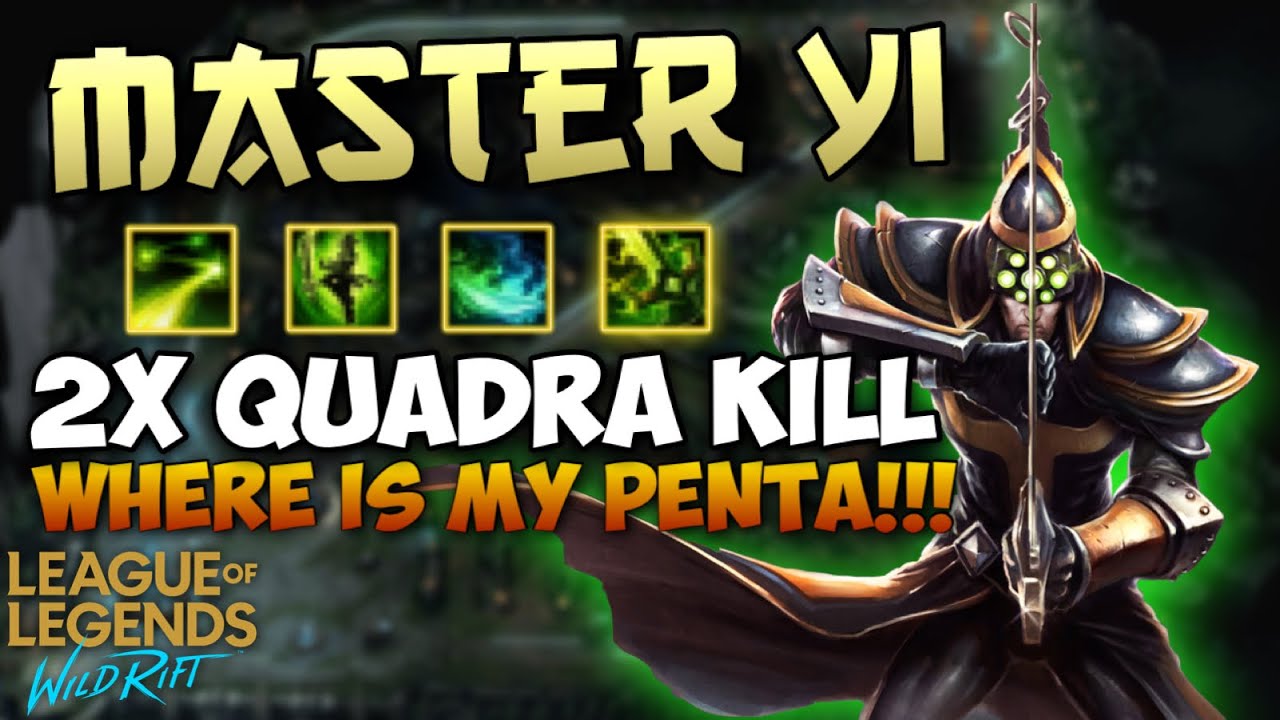 WILD RIFT MASTER YI - MASTER YI JUNGLE - 2x Quadra kill - Wild Rift beta first gameplay.