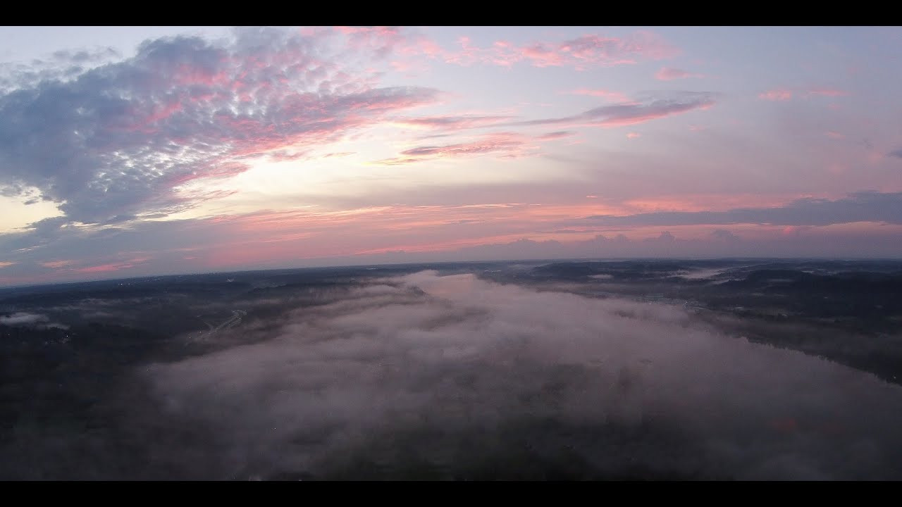 Climbing Up Above The Clouds by Ohio River at Sunrise - DJI Phantom 2+ Drone uava