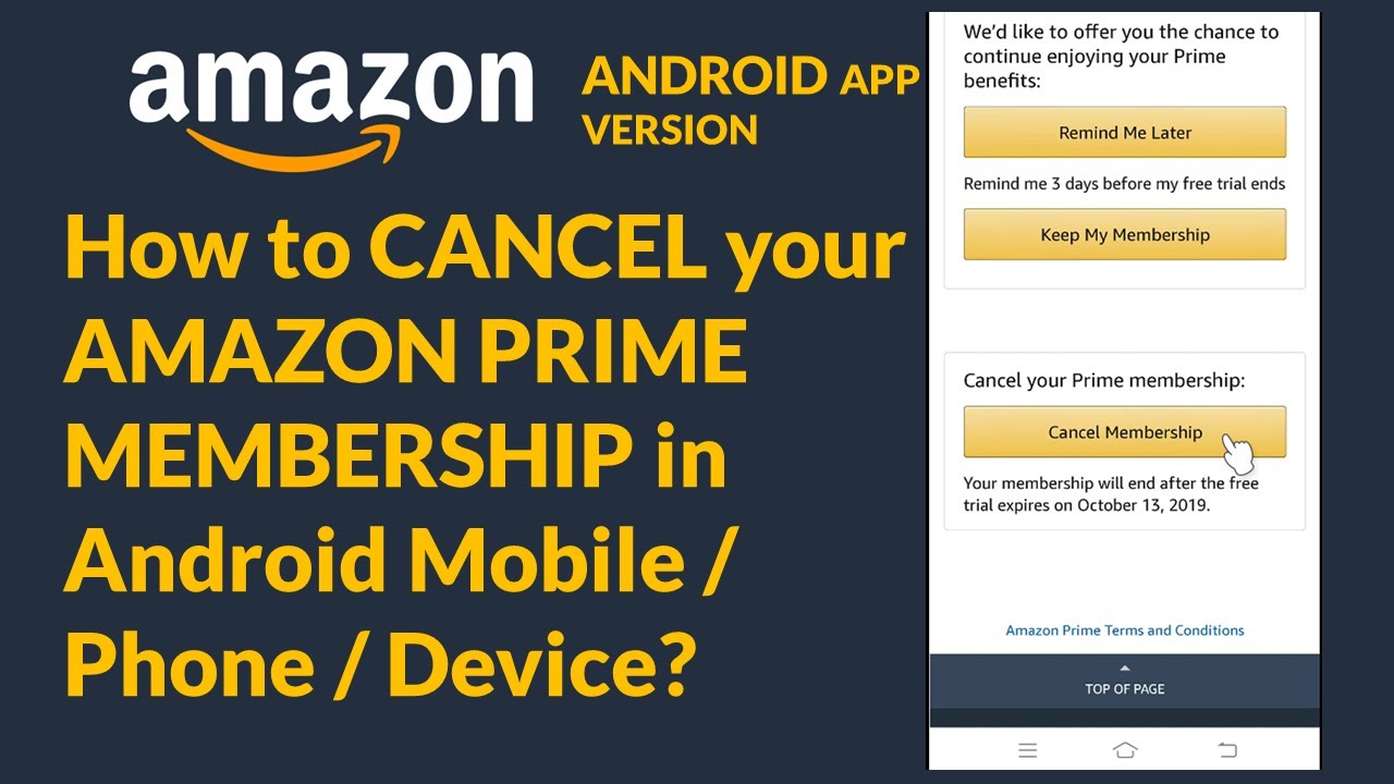 How To CANCEL Your AMAZON PRIME MEMBERSHIP In Android Mobile Phone How To CANCEL Your AMAZON PRIME MEMBERSHIP In Android Mobile Phone