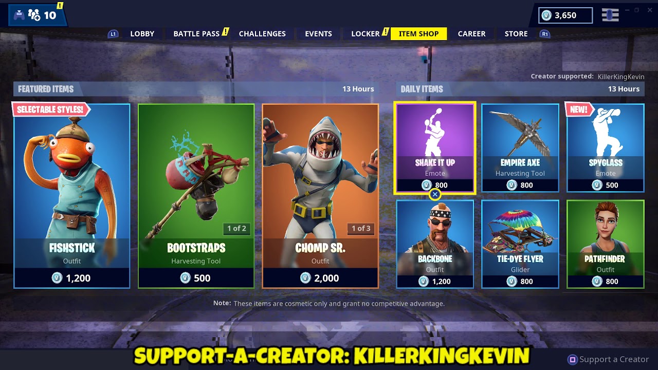 new fishstick skin edit styles season 8 fortnite item shop - what is in the item shop in fortnite season 8 today