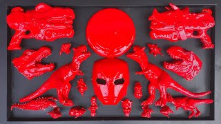 Full Red Color Dinosaurs Toys : Carnotaurus, Spinosaurus, Ankylosaurus, Indoraptor, Mosasaurus, Trex