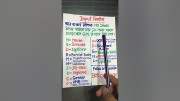 Input ডিভাইস মনে রাখার শ্রেষ্ঠ কৌশল ॥ Input Device of Computer ॥ BCS & Others Job