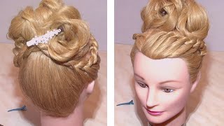 Высокая прическа со жгутами / Hairstyle with braids