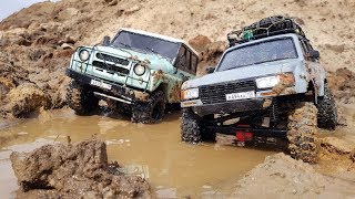 LAND CRUISER 80 tried as best he could against the UAZ ... Comparative test in the mud truck.