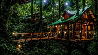 Cozy Tree House in Rainforest Ambience for Deep Sleep with Calm Rain Sounds