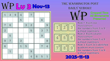 The Washington Post Daily Sudoku 2025-11-13 Level 3