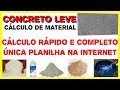 CONCRETO LEVE CÁLCULO ISOPOR EPS - PLANILHA CÁLCULO DE MATERIAL