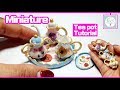 미니어쳐 티팟 셋트 만들기(예쁜 꽃그림, 다이소 diy), 폴리머클레이 | Miniature doll teapot polymerclay tutorial craft | 이브미니어쳐