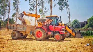 JCB 3dx Xpert Loading Mud Trolley | Mahindra 275 Mahindra 575 Di Powertrac Tractor #jcb #tractor