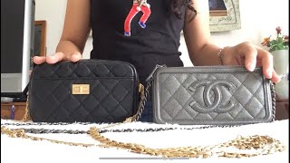 CHANEL CAVIAR CC QUILTED FILIGREE DOUBLE ZIP CLUTCH WALLET ON