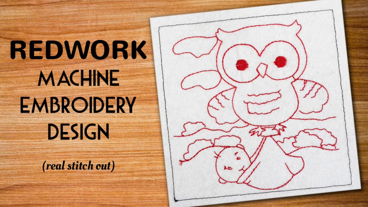 Owl with the baby  redwork embroidery designs  youtube Owl with the baby  redwork embroidery designs  youtube