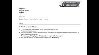 IBDP HL Physics 2023 Paper 1 Solution - Part 1