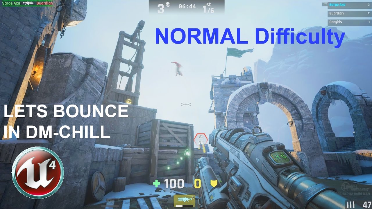 Unreal Tournament 4 - Let's bounce with big head Deathmatch in Chill - Normal Difficulty