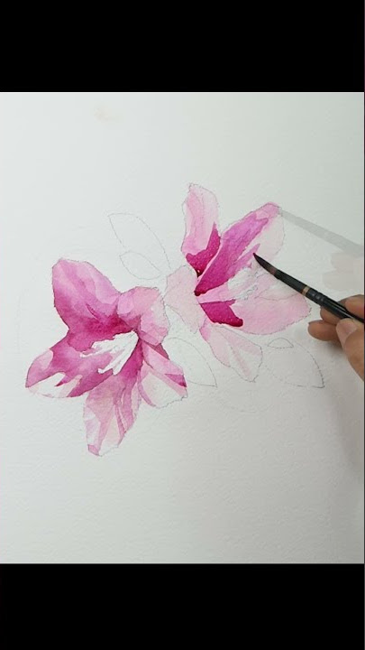 Basic flower watercolor - Azalea  (wet-in-wet, Arches rough)NAMIL ART #shorts