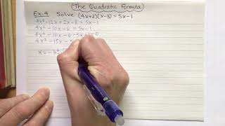 Solving equations using the quadratic formula Part 4