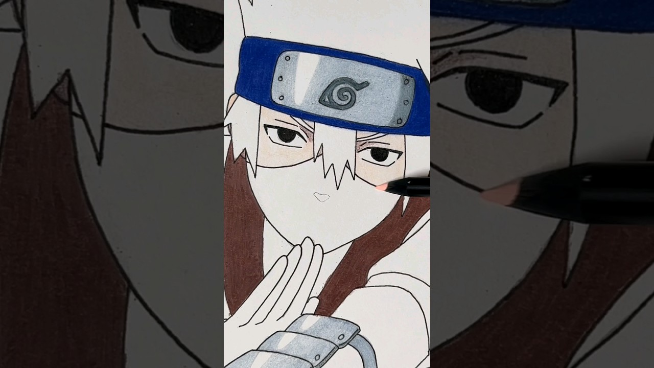 ✍️ Kakashi Desenho Colorido Lápis de Cor Passo a Passo - Anime