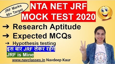 NTA NET JRF  MOCK TEST 2020-16 Research Aptitude Expected MCQs Hypothesis testing by Navdeep Kaur