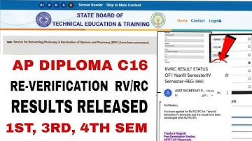 AP DIPLOMA C16 REVERIFICATION RV, RC RESULTS RELEASED |1ST, 3RD, 4TH SEM