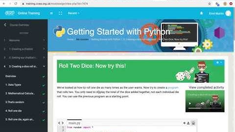 Getting Started with Python: 3 Creating a Dice Simulator- SOLUTION (VERSION 1)